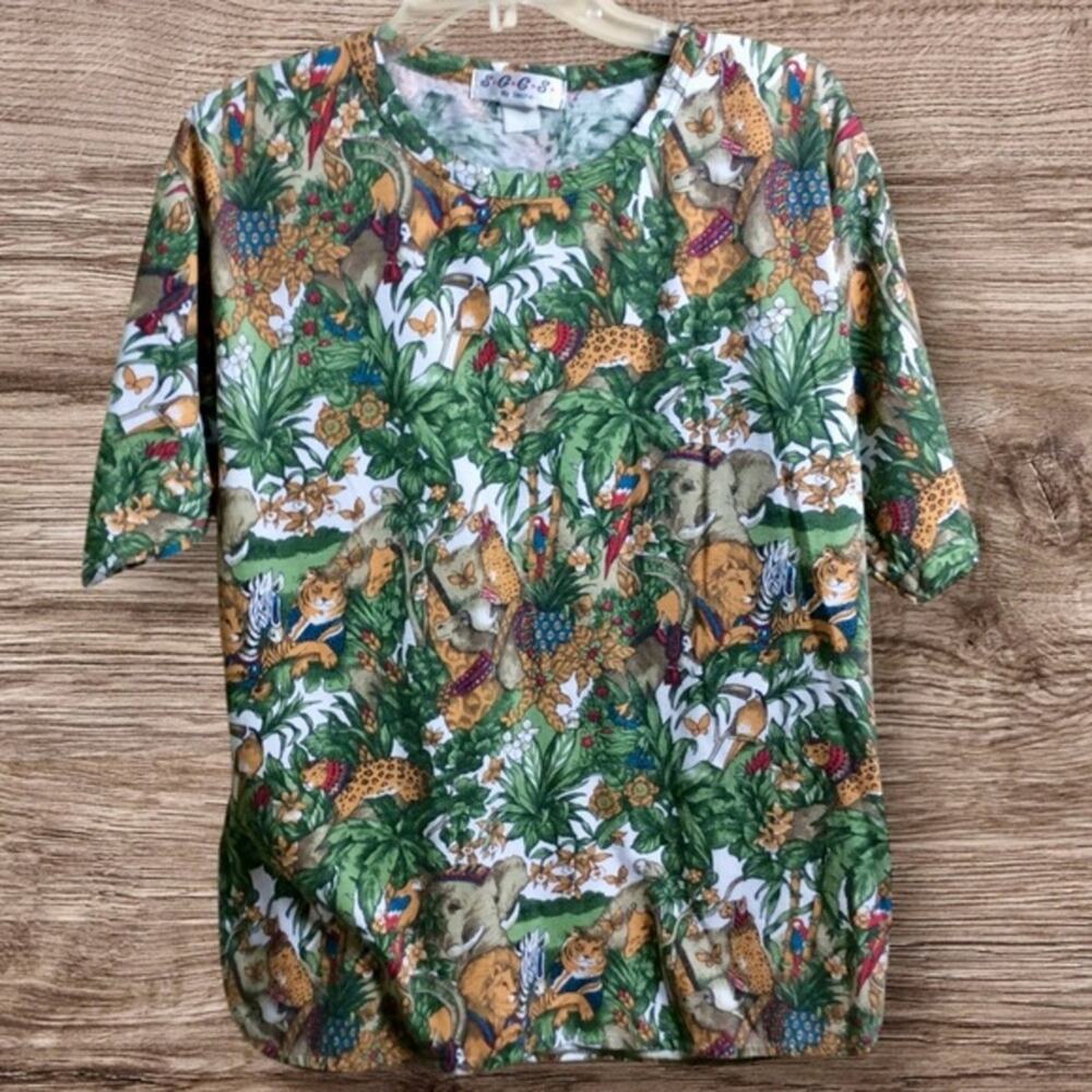 Vintage SGCS by Sasha jungle print top. Large oversized